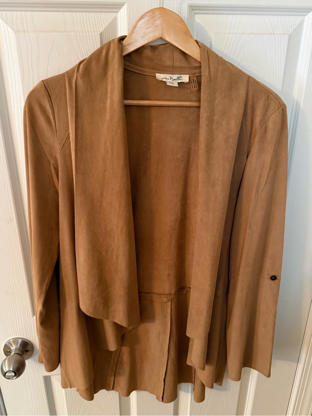 Simply Noelle Camel Faux Suede Waterfall Cardigan S/M